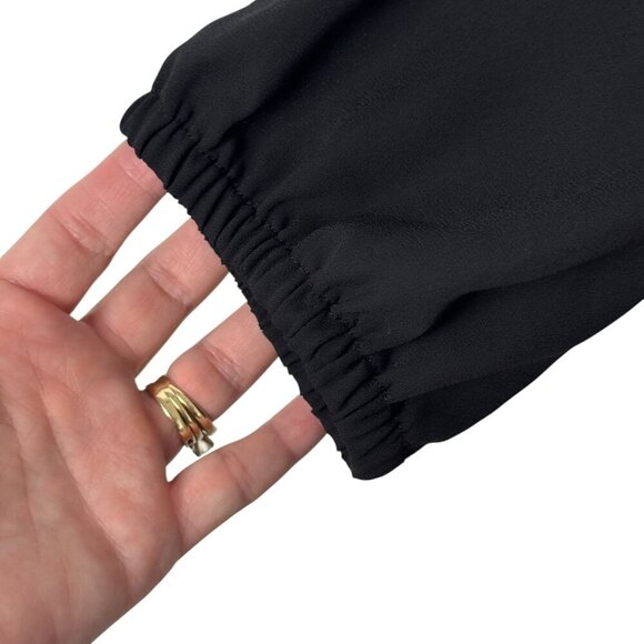 Michael Michael Kors Black Semi Sheer Blouse XL Off Shoulder Ruffle Minimalist - Picture 3 of 9